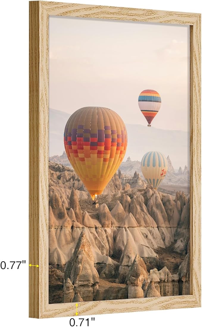 Vittanly 12x16 Picture Frame for Wall, Plexiglass, Displays Poster 11x14 with Mat or 12x16 without Mat, PVC Frame Material, Horizontal or Vertical Hanging, 1 Pack, Natural