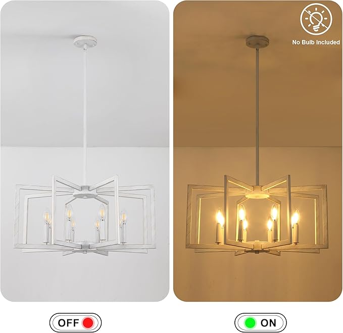 8-Light Antique White Farmhouse Chandeliers for Dining Room, Large French Country Chandelier, Rustic Iron Cage Hanging Light Fixture for Kitchen Island Foyer Living Room Bedroom Staircase