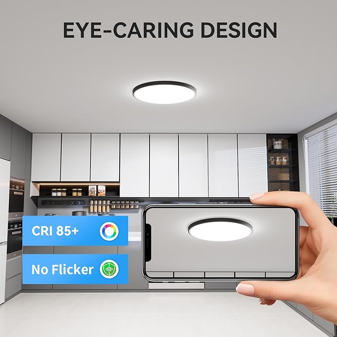 Two Pack 3200lm LED Flush Mount Ceiling Light, Super Slim 12 inch Ceiling Light, 5000K LED Lights for Bedroom, Living Room, Dining Room,Garage,Office