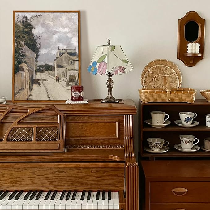 crmotu Framed Canvas Wall Art, Country Street Landscape Art Prints, Old Architecture Vintage Decor Pictures, Retro Scenery Wall Paintings for Living Room Bedroom Kitchen Rustic Farmhouse Decor 12x16in