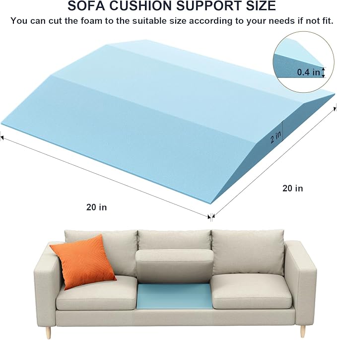Couch Cushion Support, Trapezoid 40D Sofa Cushion Support for Sagging Couch Seats, High Density Foam Furniture Seat Sagging Repair, Set of 2