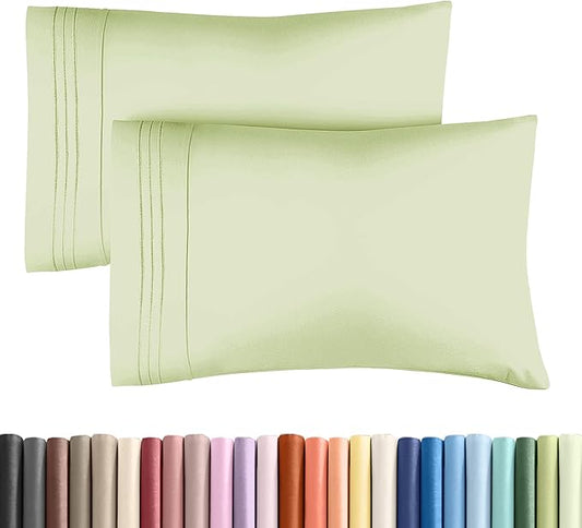 King Pillow Cases Set of 2 - Ultra Soft Hotel Quality Pillowcase Covers - Comfy, Cozy & Wrinkle Free - Shrinkage & Fade Resistant - Machine Washable Pillow Protectors - 2 Piece Set - Light Sage Green