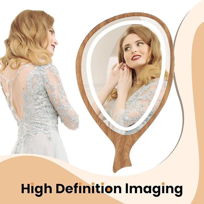 LED Wall Mirror Irregular Asymmetrical Wall Mirror for Living Room Bathroom Entryway, Modern Decorative Mirror Hanging (Hook Style, 30'' x 18''Walnut