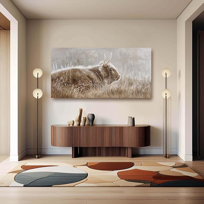 VAYIMDH Country Pictures Wall Decor Cow Canvas Wall Art Contemporary Wall Picture 29"x58" Large Artwork for Living Room Office Decorations