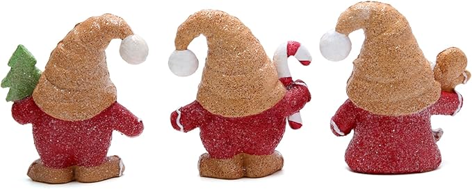 Hodao Christmas Gingerbread Gnome Decorations Set of Three-Charming Christmas Decor for Home Indoor-Festive Fun Gift (Red Clothes)