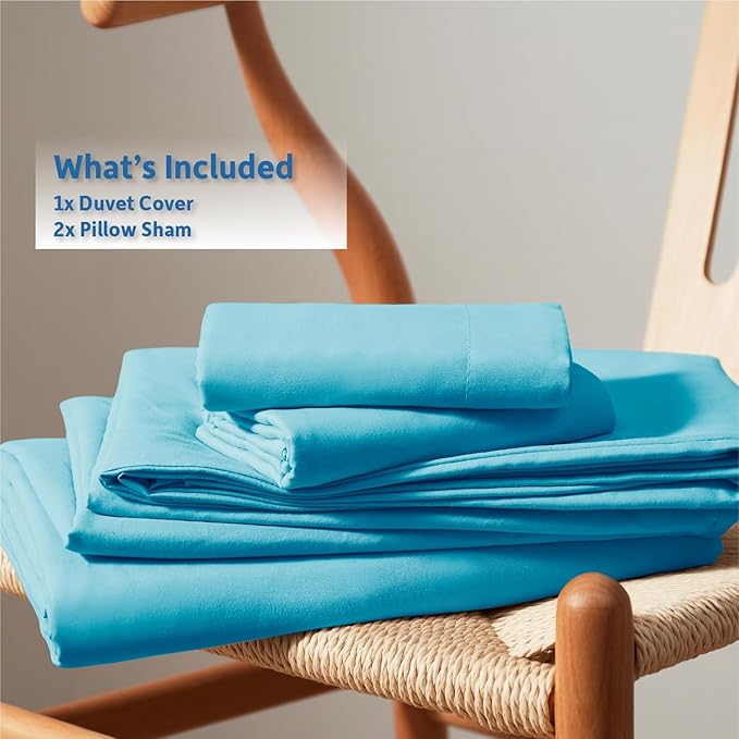 Nestl Bright Blue Duvet Cover King Size - Soft Double Brushed King Duvet Cover Set, 3 Piece, with Button Closure, 1 Duvet Cover 104x90 inches and 2 Pillow Shams