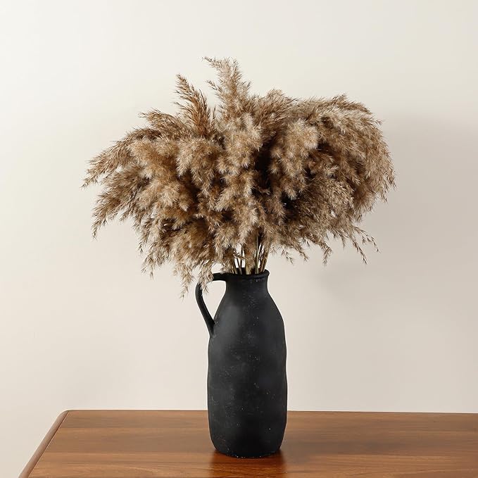 Large Ceramic Vase, Rustic Farmhouse Vase for Home Decor, Tall Decorative Flower Vase for Pampas Grass, Flowers, Living Room, Kitchen, Office Decor Table Centerpiece, 12.8 Inch Tall