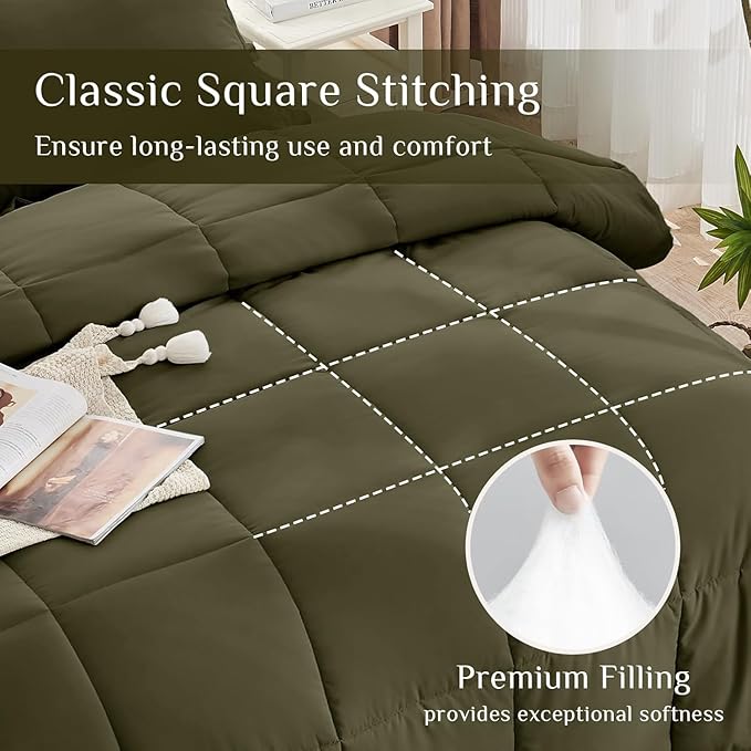 JOLLYVOGUE Queen Comforter Set, 7-Piece Bed in a Bag Queen, Ultra-Soft Comforters Queen Size, Queen Size Comforter Sets, Goose Down Alternative, Oeko-TEX Certified, Sheets & Pillowcases