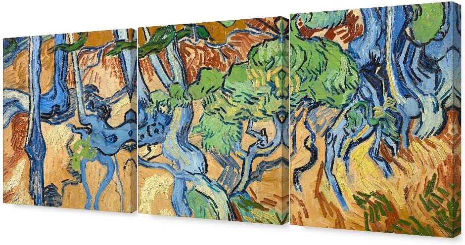 DECORARTS - Tree Roots (3 Piece Set), Vincent Van Gogh Art Reproduction. Giclee Canvas Prints Wall Art for Home Decor. 16x20, 3pcs/set