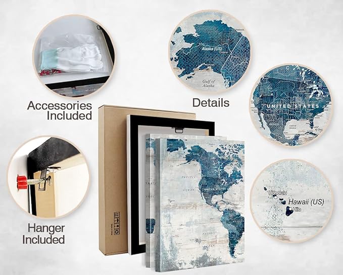 Canvas Wall Art Bedroom Wall Decor Blue Pictures for Living Room Office Artwork for Walls 60" W x 28" H Framed Positive Art Farmhouse Decor