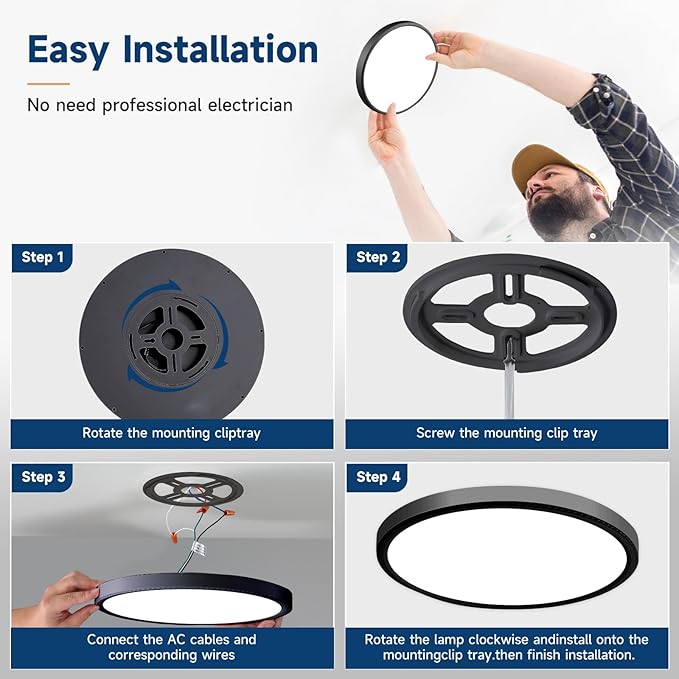 7.5Inch LED Ceiling Lights, 5 Colors Selectable (3000K/3500K/4500K/5000K/6000K) Flush Mount Ceiling Lights, Ultra Thin LED Ceiling Light Fixtures 0.87Inch for Living Room