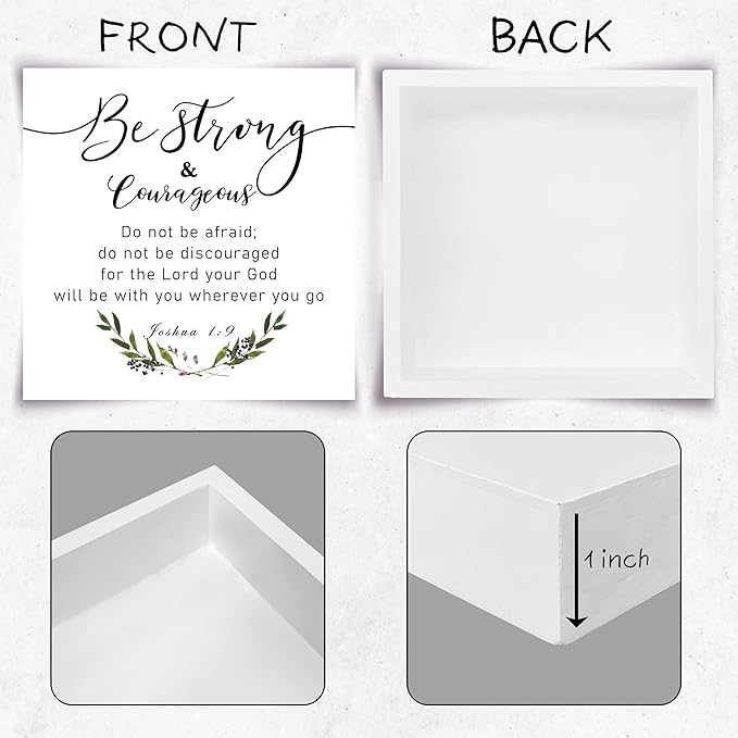 Christian Gifts, ‘Be Strong & Courageous’ Wooden Box Sign Decor, Birthday, Thanksgiving, Christmas Gifts, Christian Decorations, Christian Home Décor Gifts for Family, Friends, etc.(056)
