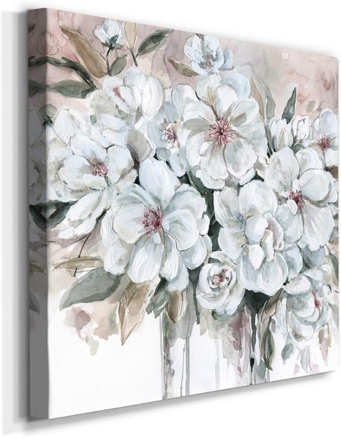 Wexford Home Square Premium Gallery Wrapped Canvas Flower Multicolor Wall Art Abstract Floral Romance Modern Pictures Print for Home Office, Ready to Hang, blushing bouquet, 24x24
