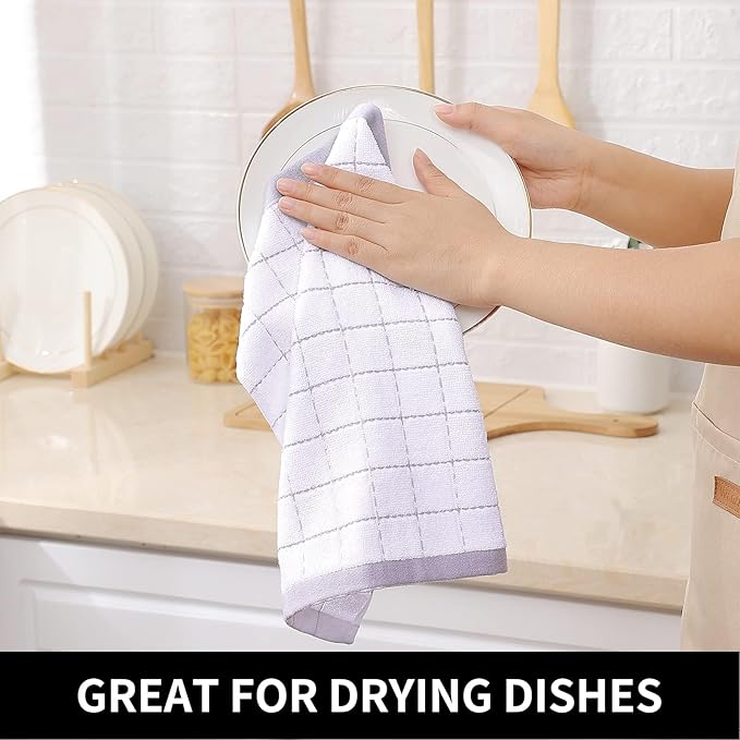 Homaxy 100% Cotton Terry Kitchen Dish Cloths, Ultra Soft and Absorbent Dish Towels for Kitchen, Suitable for Drying and Washing Dishes, 12 Pack, 12 x 12 Inches, White