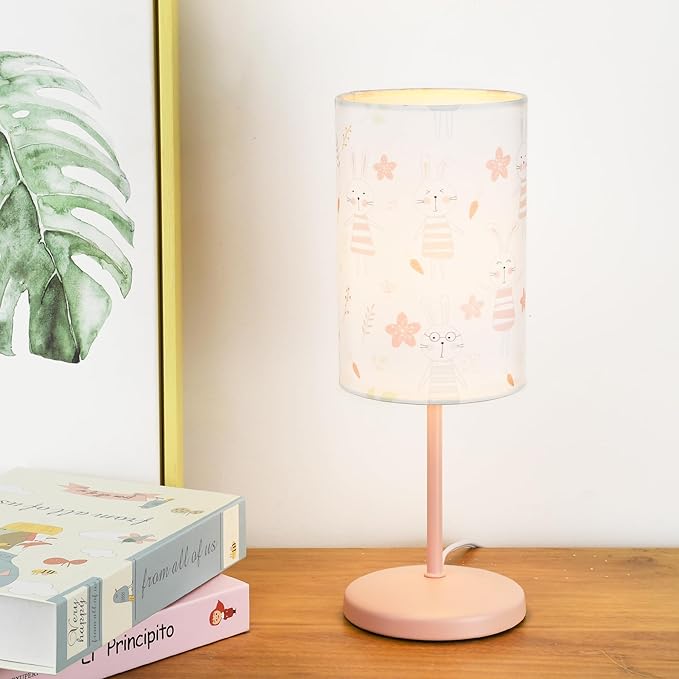 Lampwell Alee Small Modern Rabbit Table Lamp for Living Room & Bedroom, Set of 2, Light Pink, 4.33H12.21IN, Bulb Excluded