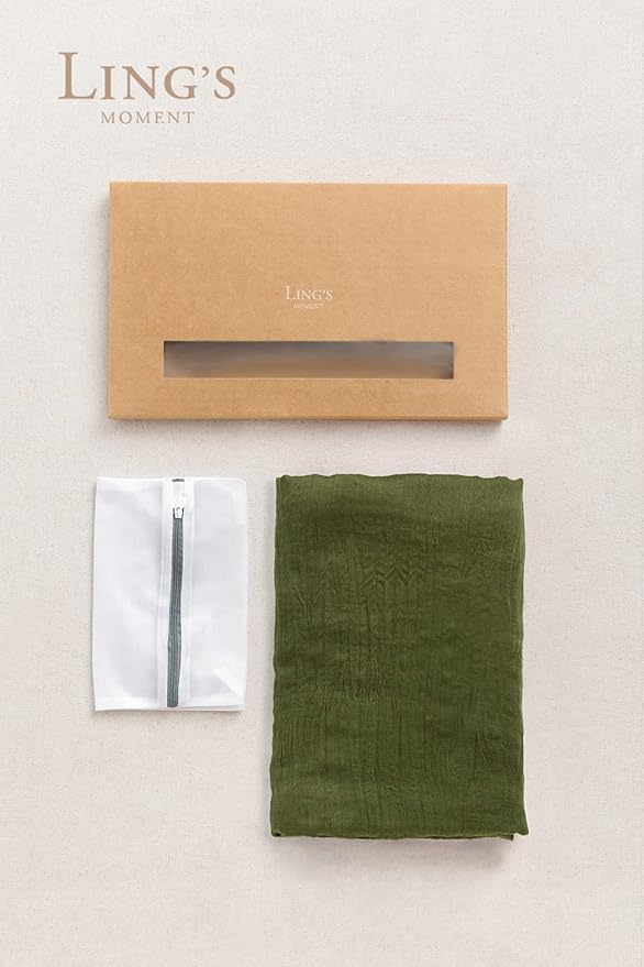 Ling's Moment 14Ft x 35" Wide Olive Moss Green Gauze Semi-Sheer Table Runner Cheesecloth Tablecloth for Wedding Party Bridal Shower Boho Table Decor Moss Green