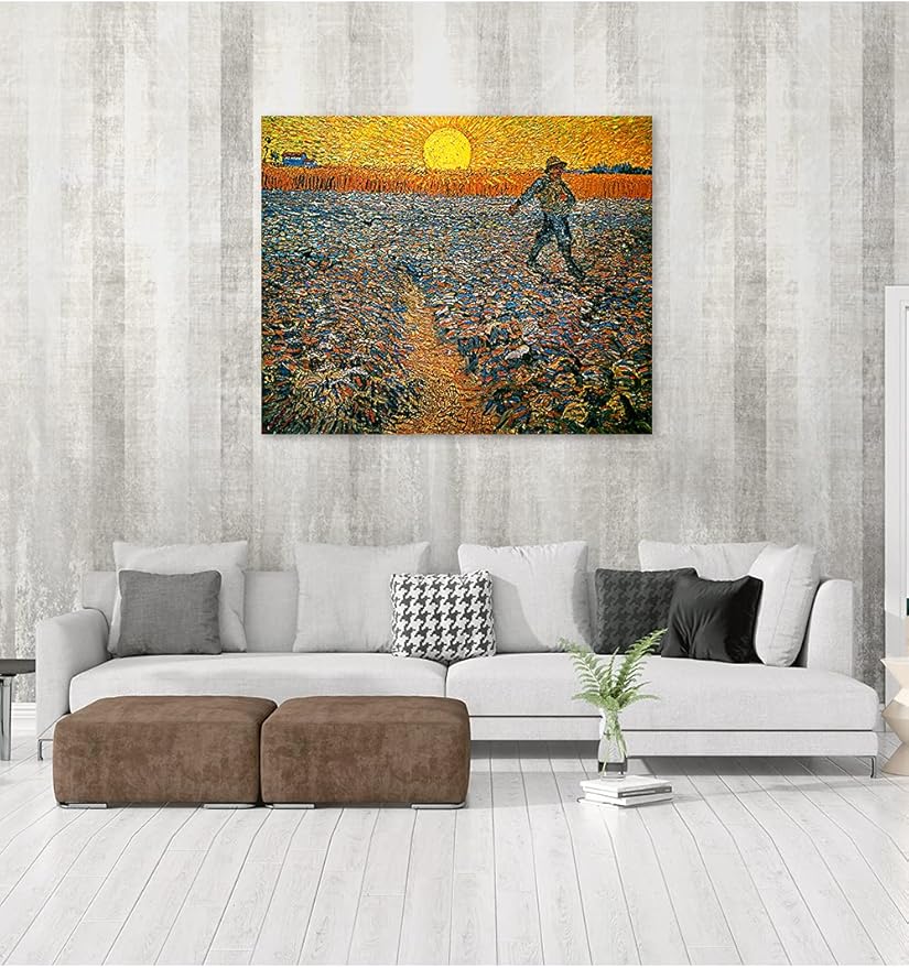 DECORARTS - The Sower - Vincent Van Gogh Art Reproduction. Giclee Print on Canvas. Wall Art for Home. 40x32