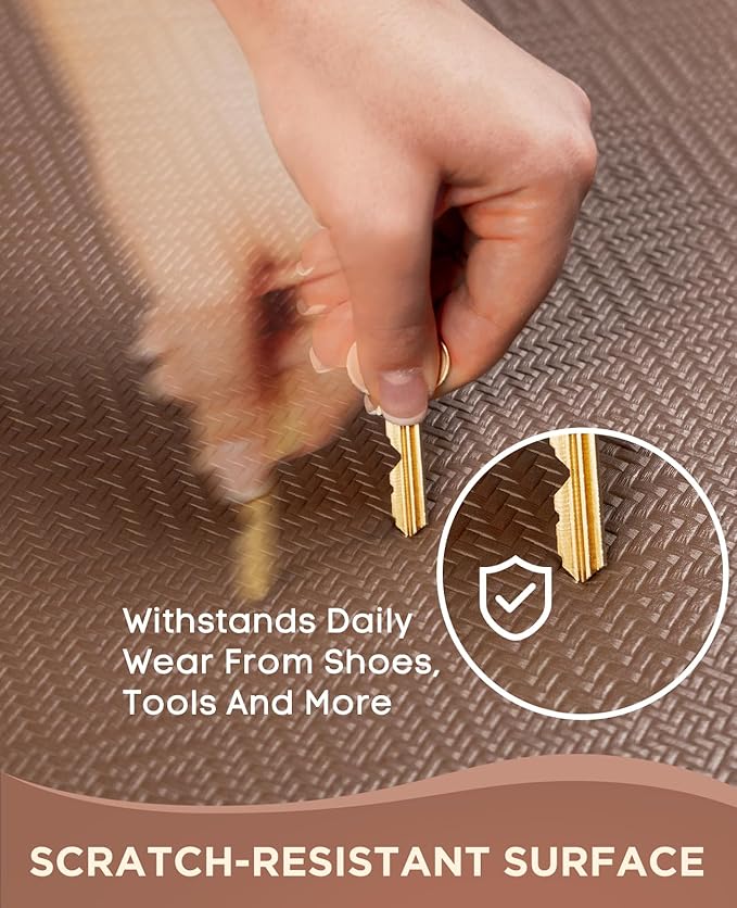 Ophanie Kitchen Mats for Floor, 3/4 Inch Thick Kitchen Rugs, 24 x 70 Anti Fatigue Standing Cushioned Mat, Waterproof,Comfort Ergonomic Mat for Office, Home, Sink, Brown Non-Slip Bottom