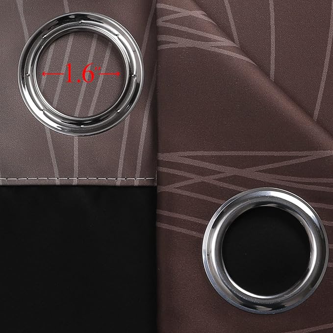 Estelar Textiler Brown and Teal Ombre Blackout Curtains 45 Inch Length 2 Panels, Full Room Darkening Gradient Drapes for Kitchen, Thermal Insulated Grommet Short Curtains for Bathroom, 42Wx45L