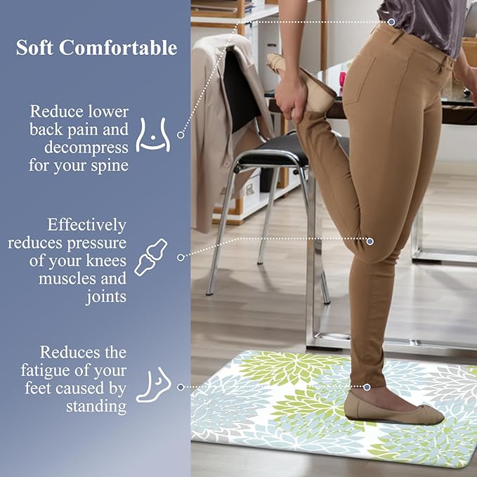 HEBE Anti Fatigue Kitchen Rug Sets 2 Piece Non Slip Kitchen Mats for Floor Cushioned Kitchen Rugs and Mats Waterproof Comfort Standing Mat Runner for Kitchen,Home Office,Sink,Laundry