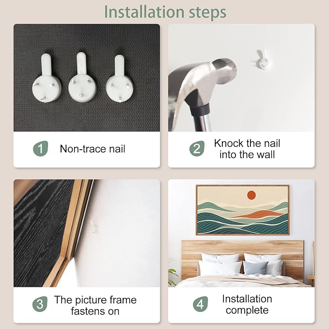 CHDITB Coastal Long Horizontal Framed Wall Art, Minimalist Sea Wall Decor, Waves Line Artwork Ocean Waves Painting, Modern Coastal Art Prints For Beach House Decor Nautical Theme Room 40”x20”x1