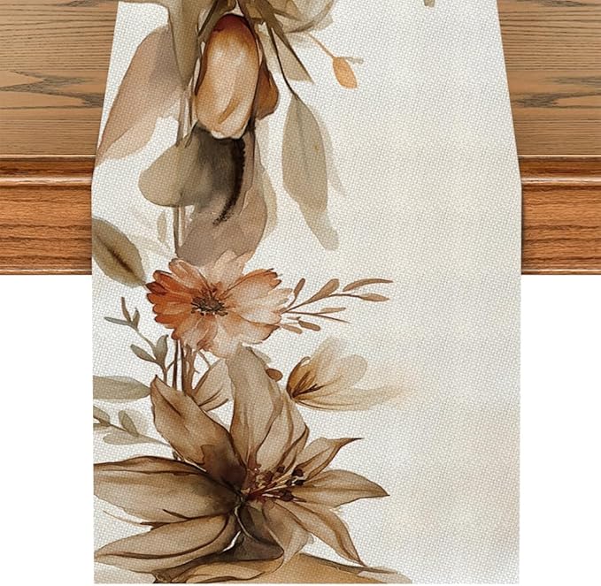 ANNA QUEEN Fall Pumpkin Leaf Table Runner 13 x 72 Inch for Dining Table, Table Runner for Seasonal Autumn Kitchen Dining Table Decoration for Home Party Decor Thanksgiving Harvest
