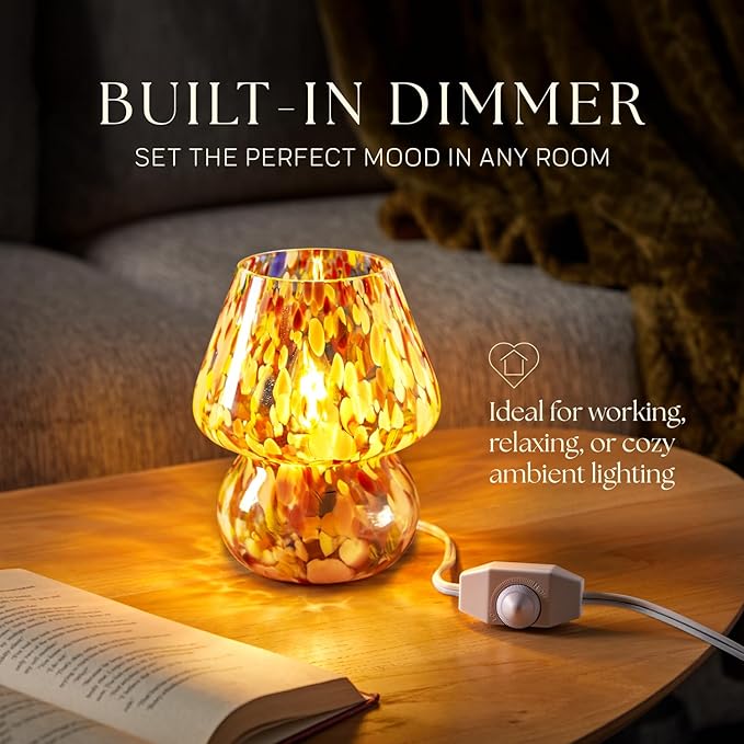 Next Glow Mushroom Lamp – Modern Dimmable LED Night Light for Bedrooms, Kids Rooms, Bedside Nightstands, Living Room Table and Kitchen Decor – Desk Light, E26 Socket w 120V Bulb, 5.9 x 7.3 (Colorful)