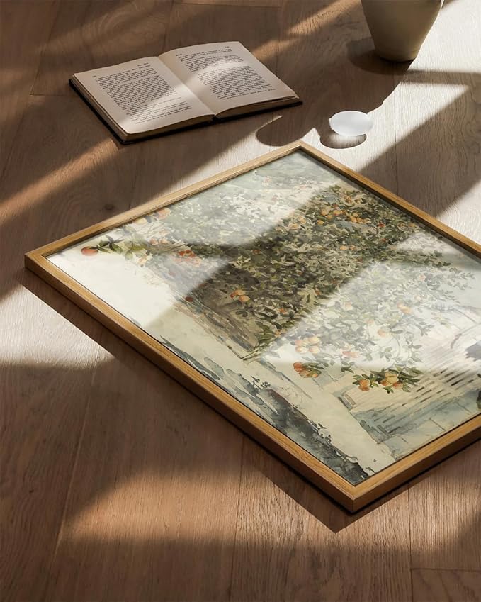 KBKBART Framed Vintage Kitchen Wall Art Prints Orange Tree Watercolor Oil Painting, Rustic Kitchen Sign Canvas Wall Art for Dining Room, Bedroom, Living Room, Farmhouse, Gallery, Vintage Pictures Wall Decor(12"x16")