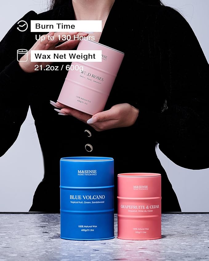 M&SENSE Lilac Blossom Soy Candles for Home Scented, 21.2oz 120 Hour Long Burning Large Aromatherapy Candle for Stress Relief Meditation Yoga Relaxing SPA, Housewarming Gifts for Women