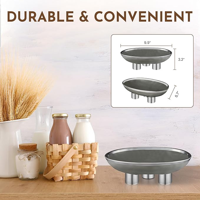 Ceramic Fruit Bowl – 10” Gray Decorative Bowl for Kitchen Counter – Modern Pedestal Bowl, Fruit Bowls, Catch All Bowl, and Fruit Basket for Kitchen Counter