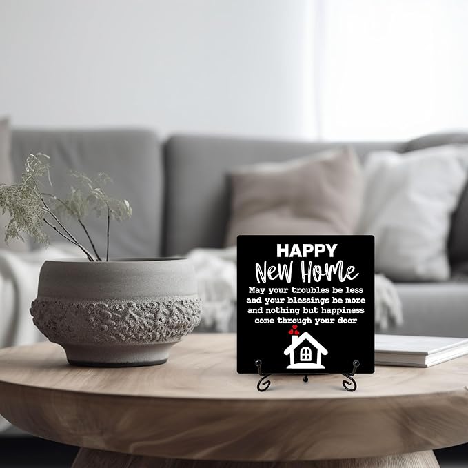 Housewarming Gifts, New Home New Adventure Memories Welcome Home Decorations, Best Gift Ideas for Family Couple, 5 x 5 Inches Living Room Bedroom Kitchen Bathroom Decor-072