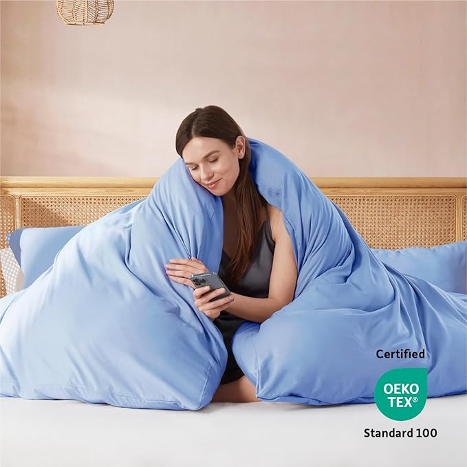 Nestl Calm Blue Duvet Cover Full Size - Soft Double Brushed Full Size Duvet Cover Set, 3 Piece, with Button Closure, 1 Duvet Cover 80x90 inches and 2 Pillow Shams