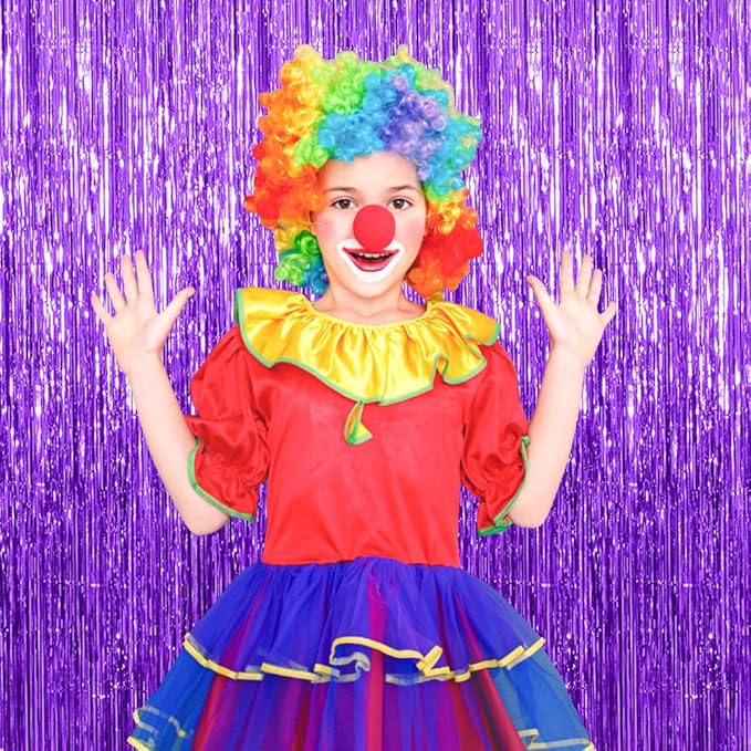 10 Pack Foil Curtain Backdrop Purple Metallic Tinsel Foil Fringe Curtains Photo Booth Props for Birthday Wedding Engagement Baby Shower Bachelorette Christmas Holiday Celebration Party