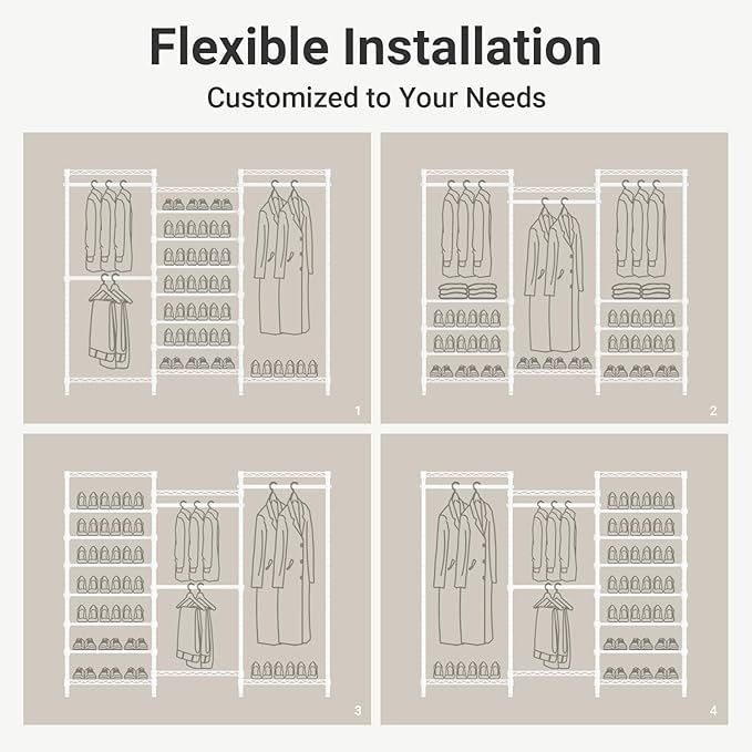 VIPEK S3 Freestanding Clothes Rack Heavy Duty Garment Rack 6-Tier Shoe Racks Closet Storage Organizer Large Wardrobe, Hanging Rod, Adjustable Metal Shelf, 68.9" L x 15.7" W x 76.4" H, White