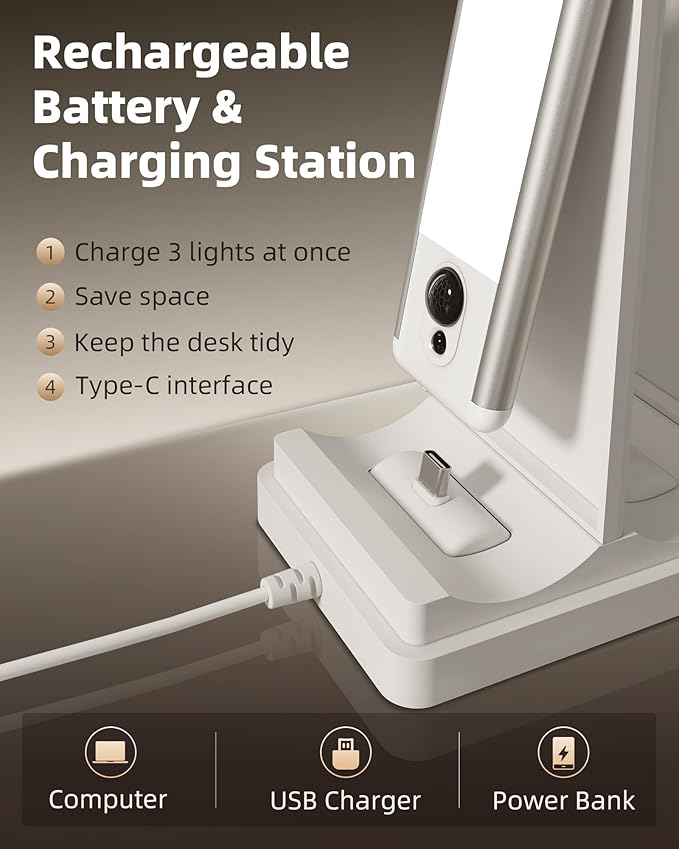 EZVALO Under Cabinet Lighting with Charging Station, Rechargeable Motion Sensor Light Indoor, Dimmable Closet Lights Wireless, 5700K, Motion Activated Under Counter Lights for Kitchen,Pantry(3 Pcs)