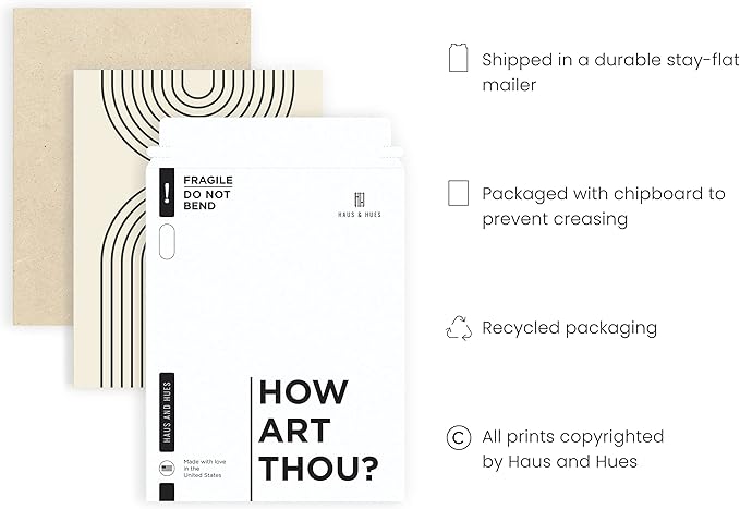 HAUS AND HUES Neutral Wall Art Prints for Wall Decor - Boho Art Wall Prints | Mid Century Modern Decor Line Art Wall Decor and Geometric Wall Decor | 12" x 16" UNFRAMED