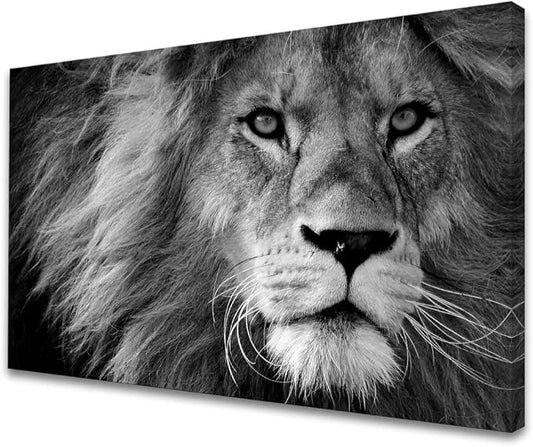 Baisuart D0169 Modern Giclee Canvas Prints Wall Art Stretched Artwork Black and White Lion Pictures to Photo Paintings on Canvas Wall Art for Bedroom Living Room Home Decorations Office Wall Décor
