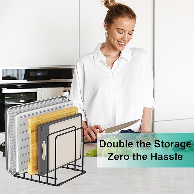2-Pack Dish Rack & Cutting Board Organizer – 5-Tier Metal Rack for Cutting Boards, Bakeware, Trays – Space-Saving Kitchen Storage, Rust-Resistant Dish Organizer for Cabinets, Countertops & Pantry