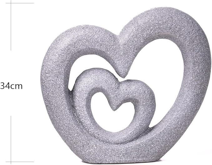 HAUCOZE Heart Decor Figurine Love Gifts Statue Modern Arts Sculpture Polyresin 13.8inch