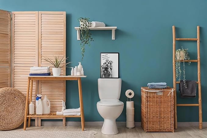 Frame Bathroom Wall Art, Black and White Meerkat Canvas Wall Art - Meerkat Painting with Camera - for Toilet Bathroom Animal Art- 11 "x 14"