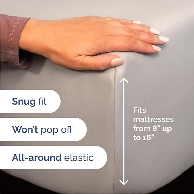 Queen Size 4 Piece Sheet Set - Comfy Breathable & Cooling Bed Sheets Set - Hotel Luxury Bedding for Women, Men, Kids, Teens, Boys & Girls - Deep Pockets, Soft and Wrinkle Free - Oeko-Tex - Light Grey