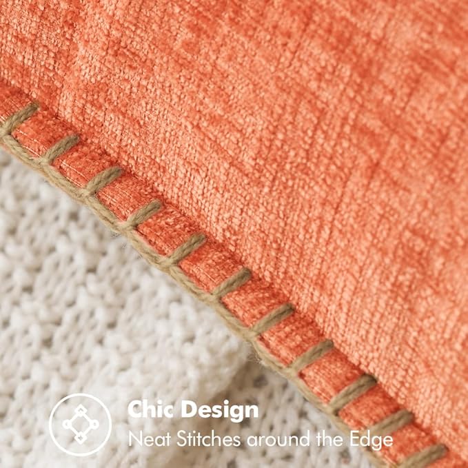 MIULEE Pack of 2 Couch Throw Pillow Covers 20x20 Inch Coral Red Farmhouse Decorative Pillow Covers with Stitched Edge Soft Chenille Solid Dyed Pillow Covers for Sofa Bed Living Room