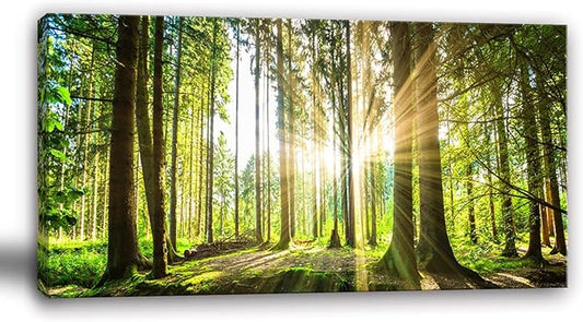 Yxbhhym-Large Wall Decor Bedroom Forest Canvas Wall Art Spring Landscape Picture Painting Natural Sun Tree Prints Art Green Room Decor Sunset Poster Living Room Artwork for Wall Office Decorations