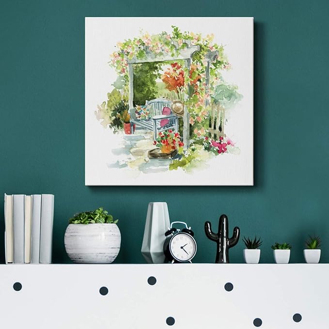 Wexford Home Square Premium Gallery Wrapped Canvas Flower Multicolor Wall Art Abstract Floral Romance Modern Pictures Print for Home Office, Ready to Hang, 16x16