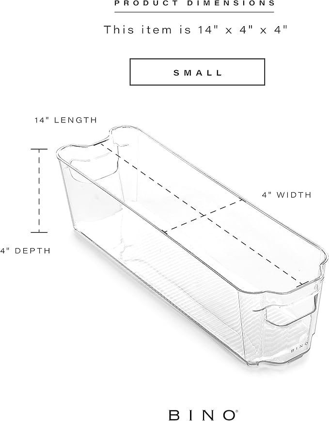 BINO | Stackable Storage Bins, Small - 2 Pack | THE STACKER COLLECTION | Clear Plastic | Built-In Handles | BPA-Free | Containers for Organizing Kitchen Pantry | Multi-Use Organizer