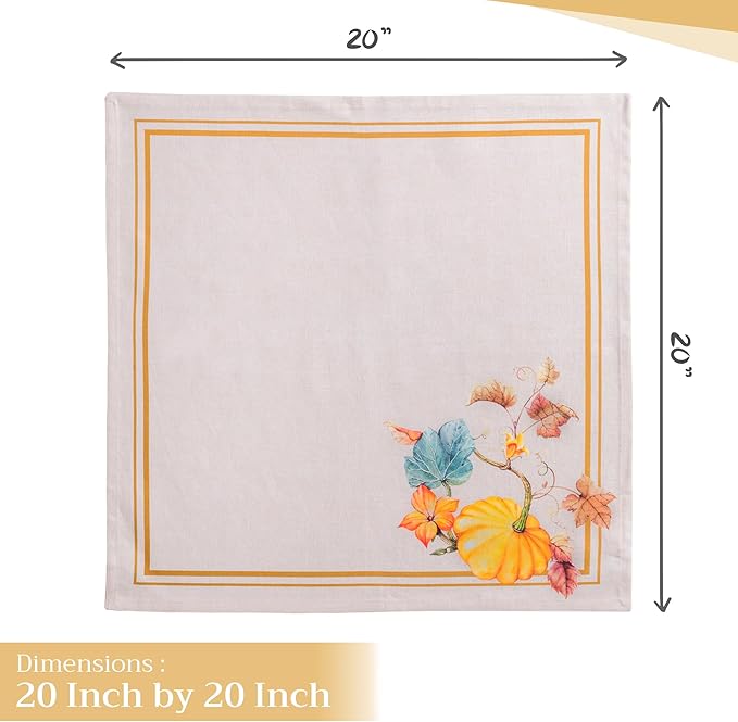 Maison d' Hermine Cloth Napkins Set of 4 100% Cotton Everyday Reusable Square Napkins Cloth Washable, Dinner, Party, Wedding, Restaurant (Potiron, 20" x 20")