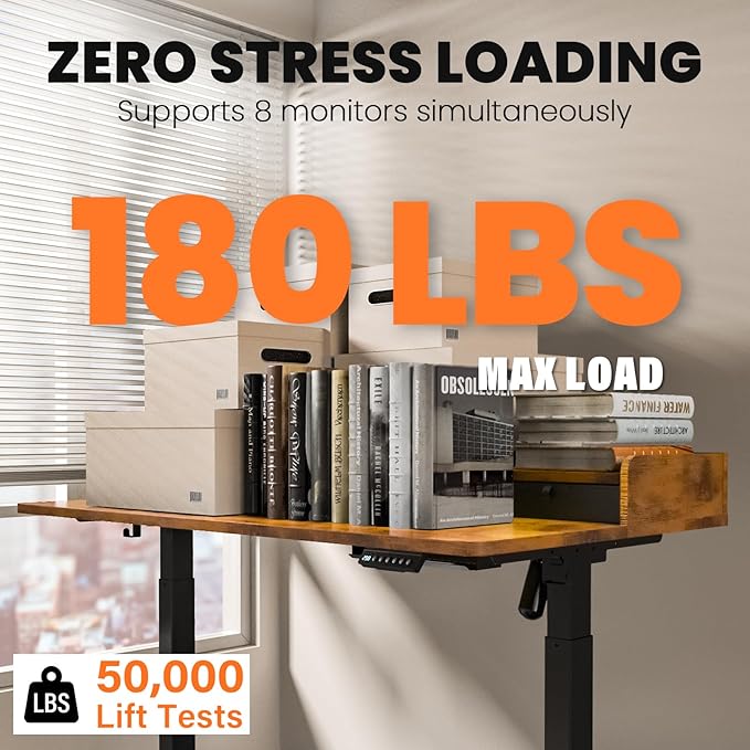 Kingant 48 x 30 Inch Standing Desk with Drawers, Adjustable Height Electric Sit Stand Desk with Storage Shelf, Rising Stand Up Computer Desk for Home Office Workstation, 3 Preset Heights