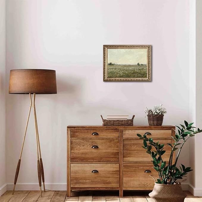 uniro Vintage Landscape Wall Art Prints, Bedroom Living Room Wall Painting Canvas Prints Soft Green Landscape Oil Painting, Rustic Spring Wall Decor, Vintage Art Pictures for Bathroom Office Gallery Farmhouse Wall Decor( 8" x 10"-UNFRAMED)