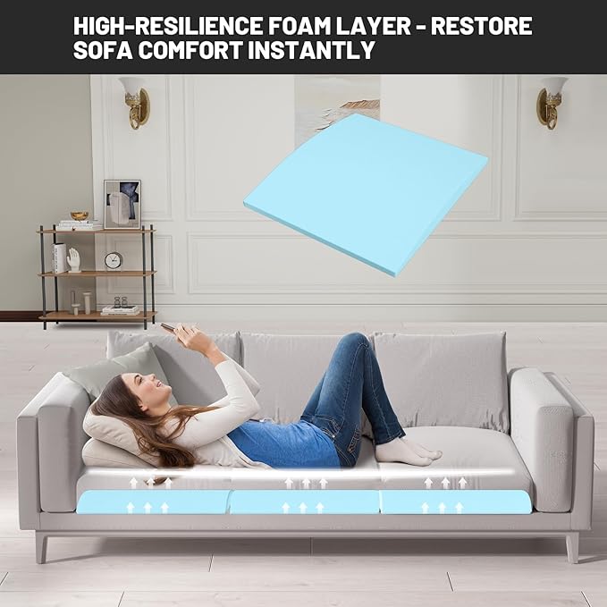 Couch Cushion Support for Sagging Seat - 20" x 20" High-Density Curved Foam Sofa Cushion Support Board,Couch Supporter for Under The Cushions,Blue Set of 1
