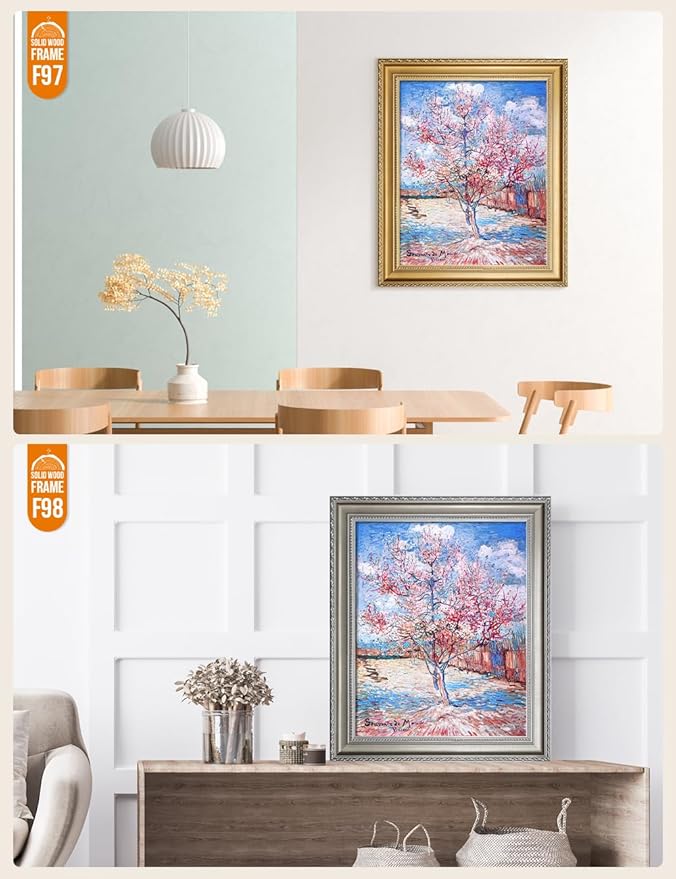 DECORARTS - Reminiscence of Mauve - Vincent Van Gogh Giclee Prints w/Antique Brown Frame for Wall Decor. Picture Size: 16x20, Total Size w/Frame: 19x23